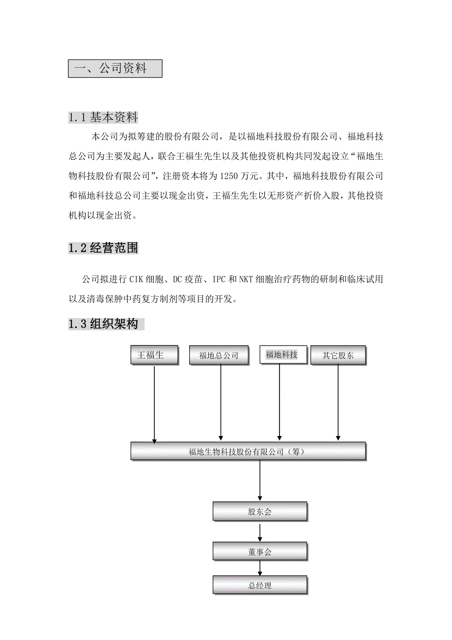 【精品】福地生物商业计划书_第1页