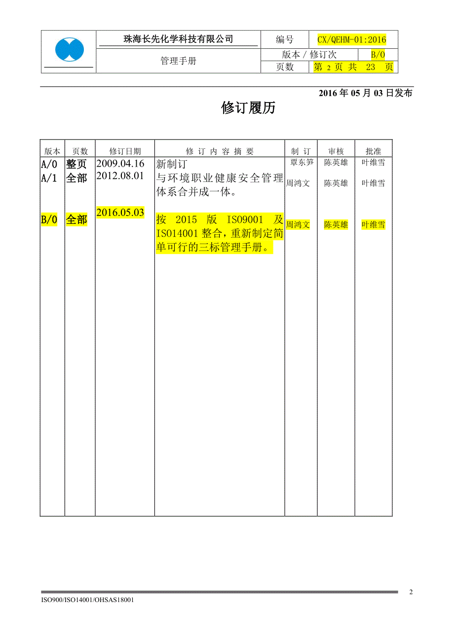 2015年版三标管理手册 新版_第2页