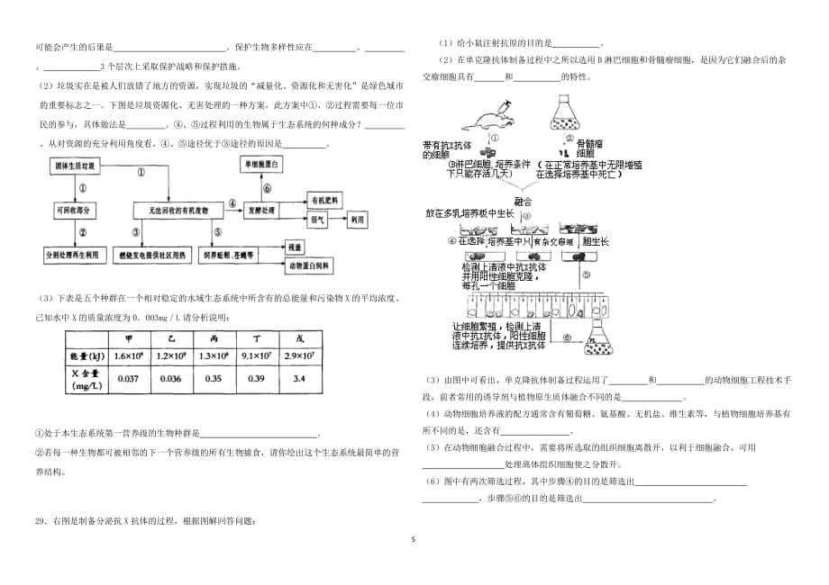 人教版-新课标-高中生物选修3综合测试题_第5页