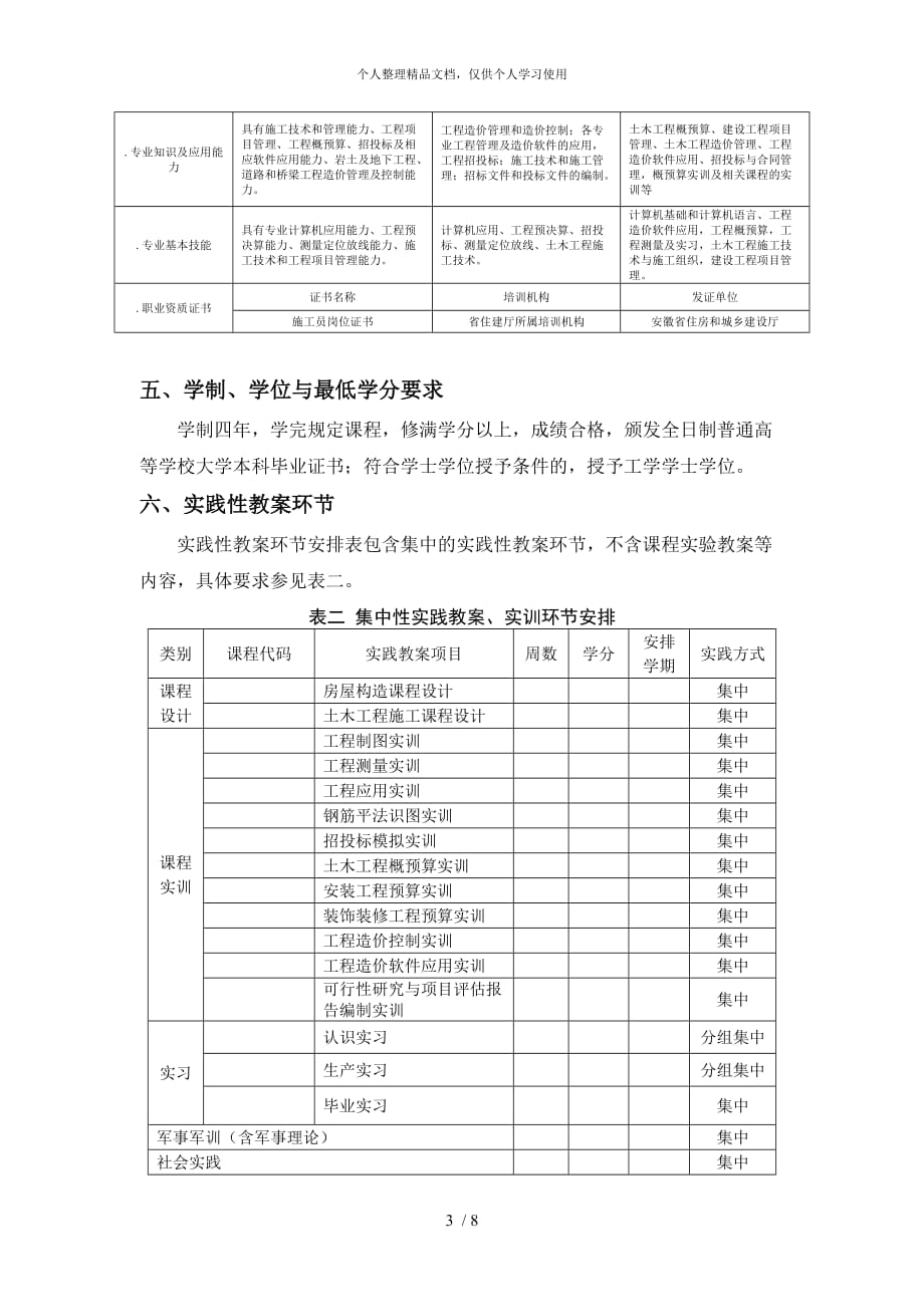 工程造价专业培养方案资料_第3页