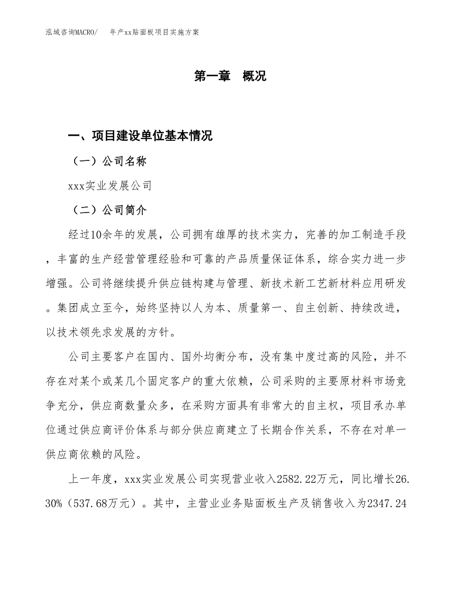 年产xx贴面板项目实施方案模板.docx_第1页