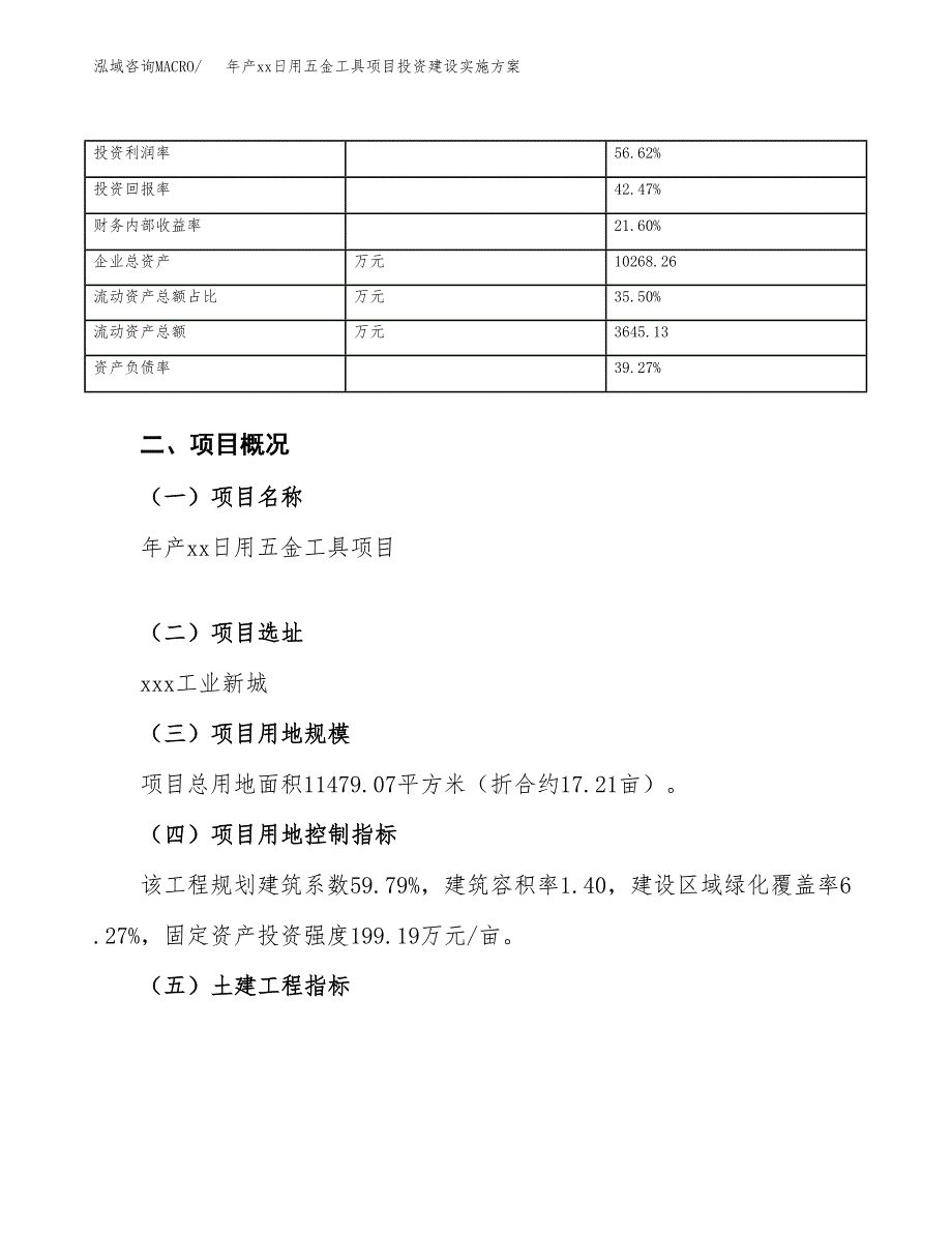 年产xx日用五金工具项目投资建设实施方案.docx_第4页