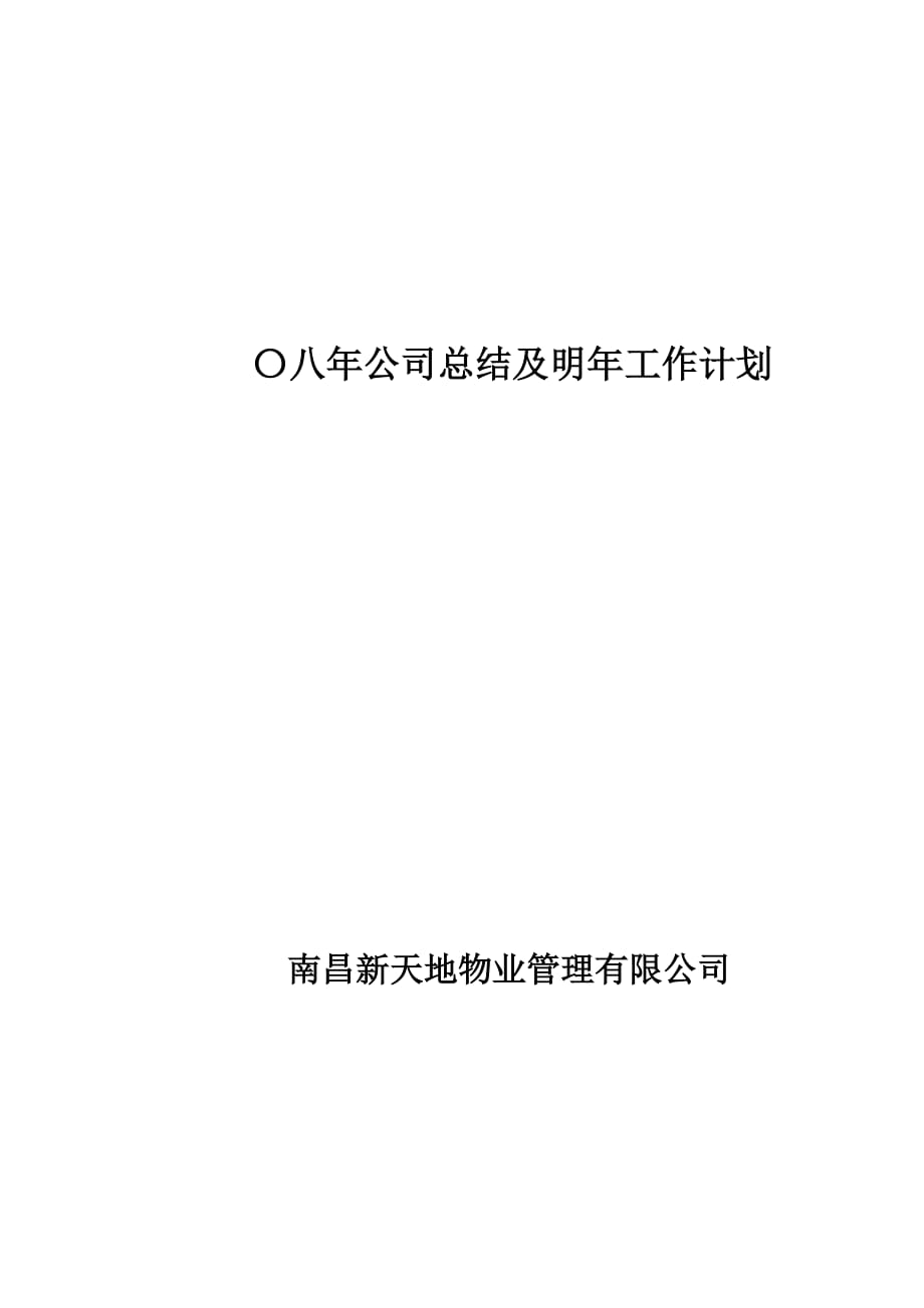 二〇〇八年公司营运情况及明年工作计划_第1页