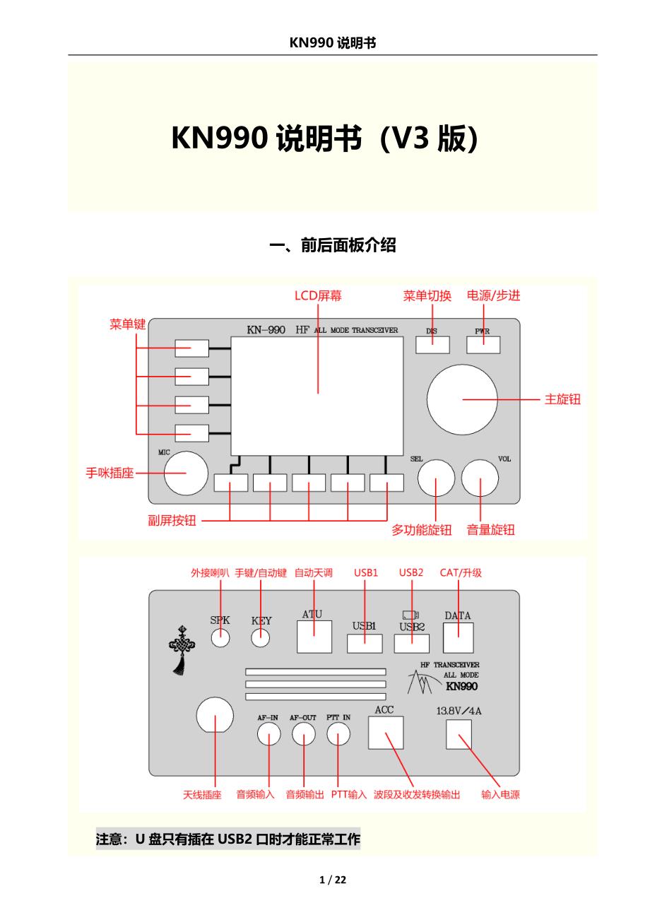 kn-990短波电台操作说明书(v3版)_第4页