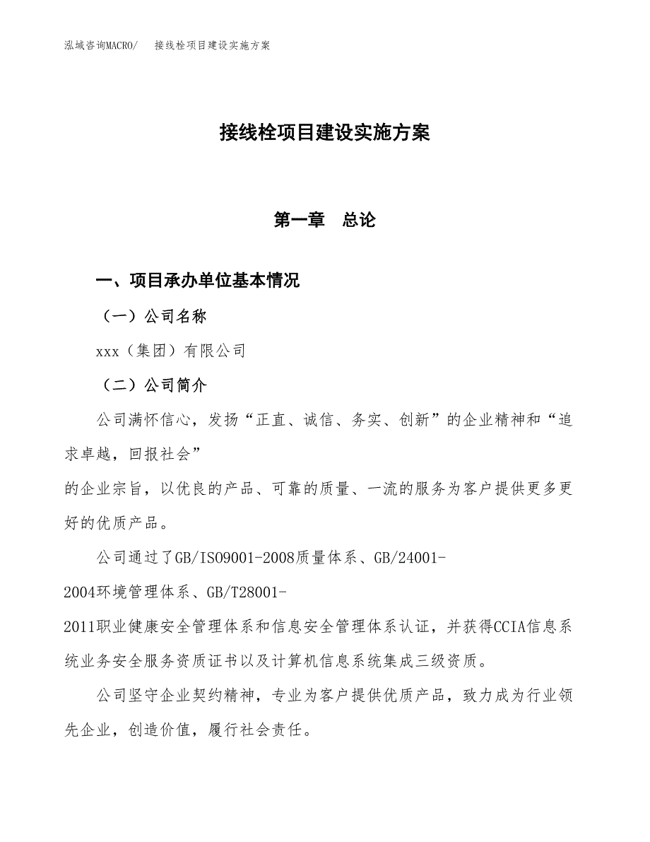 接线栓项目建设实施方案.docx_第1页