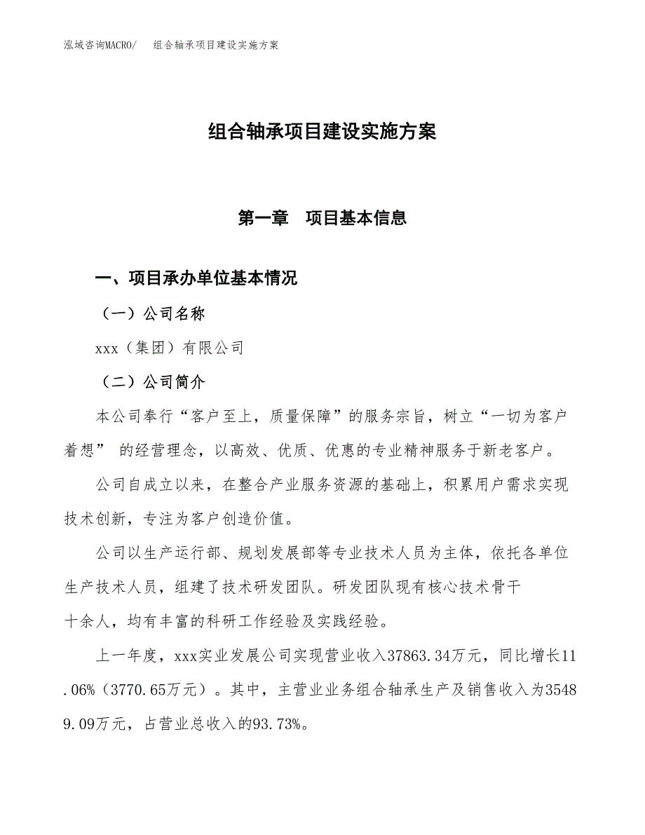 组合轴承项目建设实施方案.docx_第1页