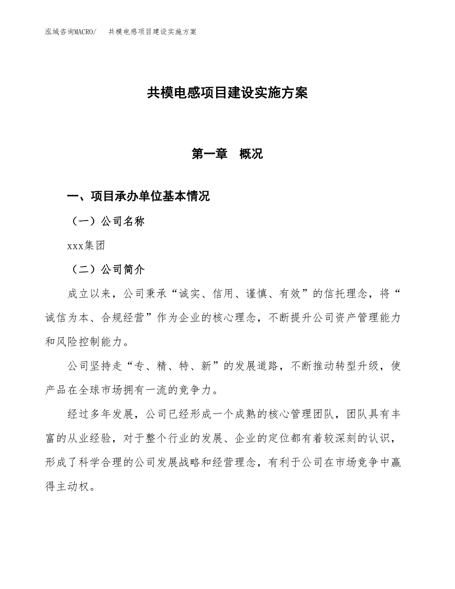 共模电感项目建设实施方案.docx_第1页