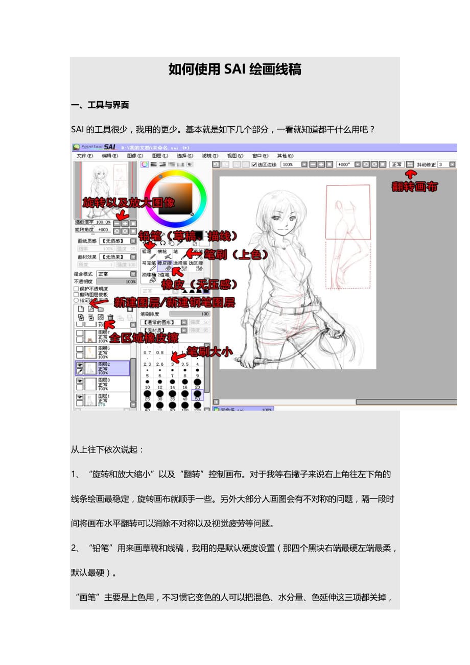 如何使用sai绘画线稿_第1页