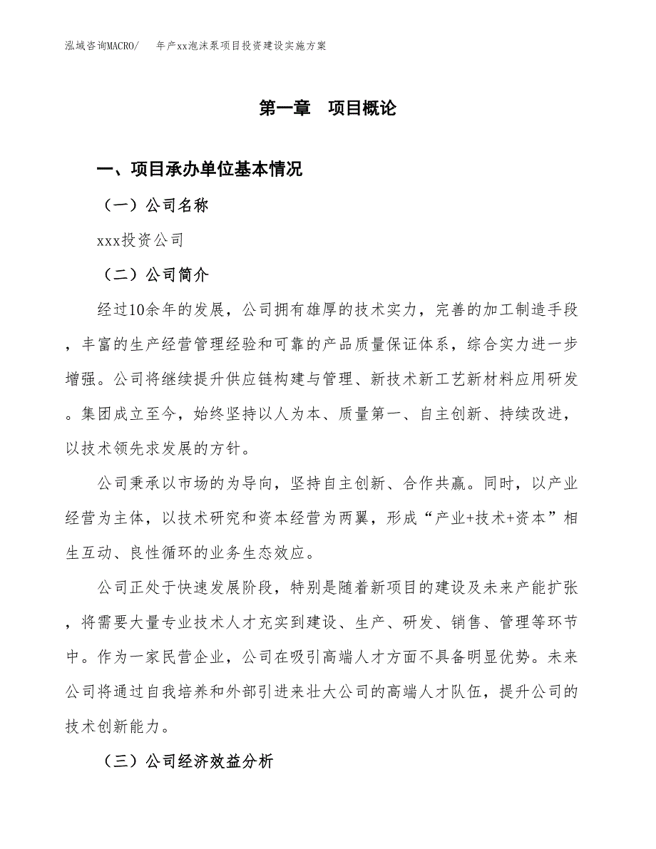 年产xx泡沫泵项目投资建设实施方案.docx_第3页