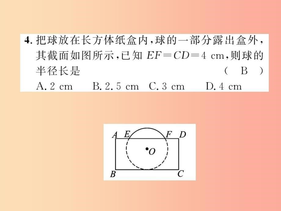 毕节专版2019年中考数学复习第7章圆第24课时圆的有关概念及性质精练课件_第5页