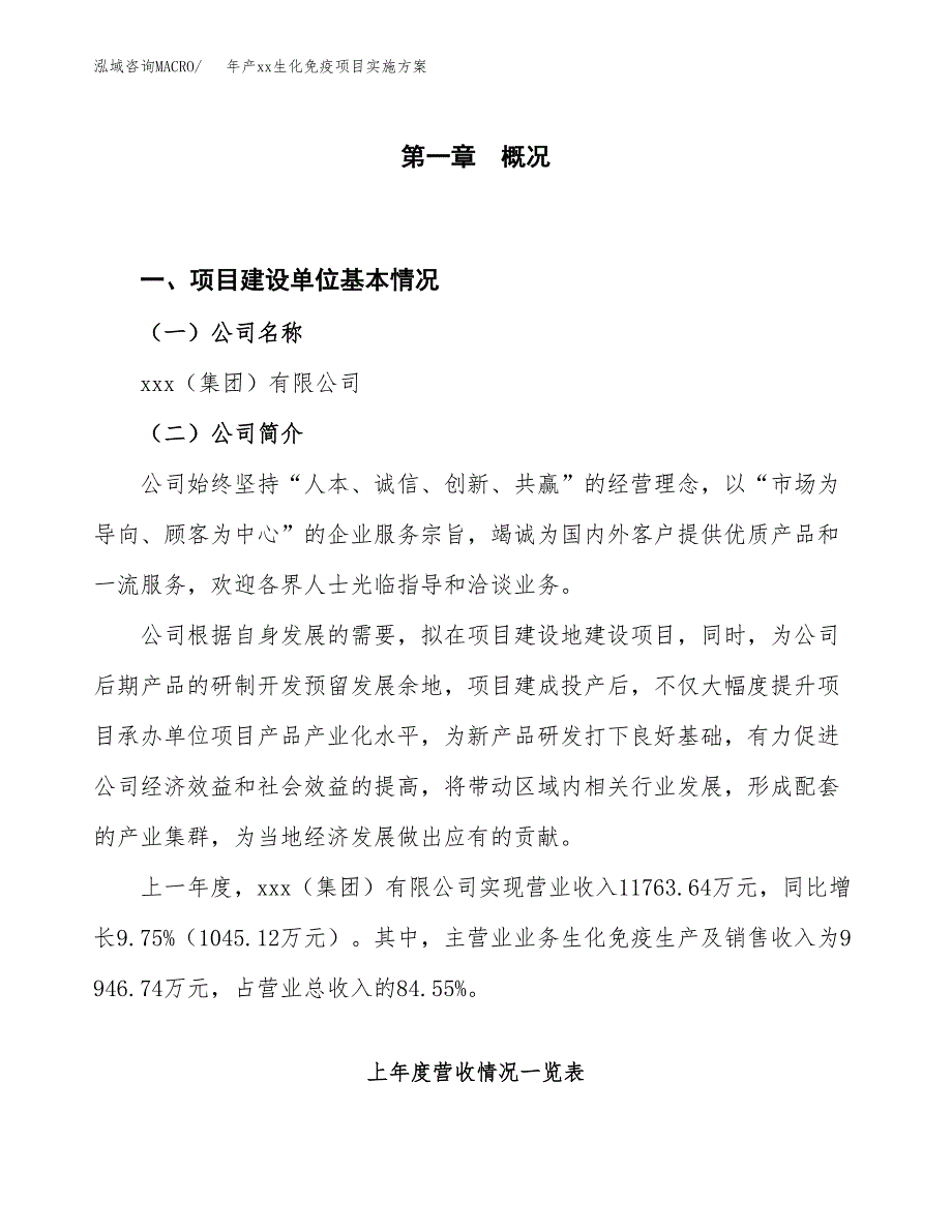 年产xx生化免疫项目实施方案模板.docx_第1页