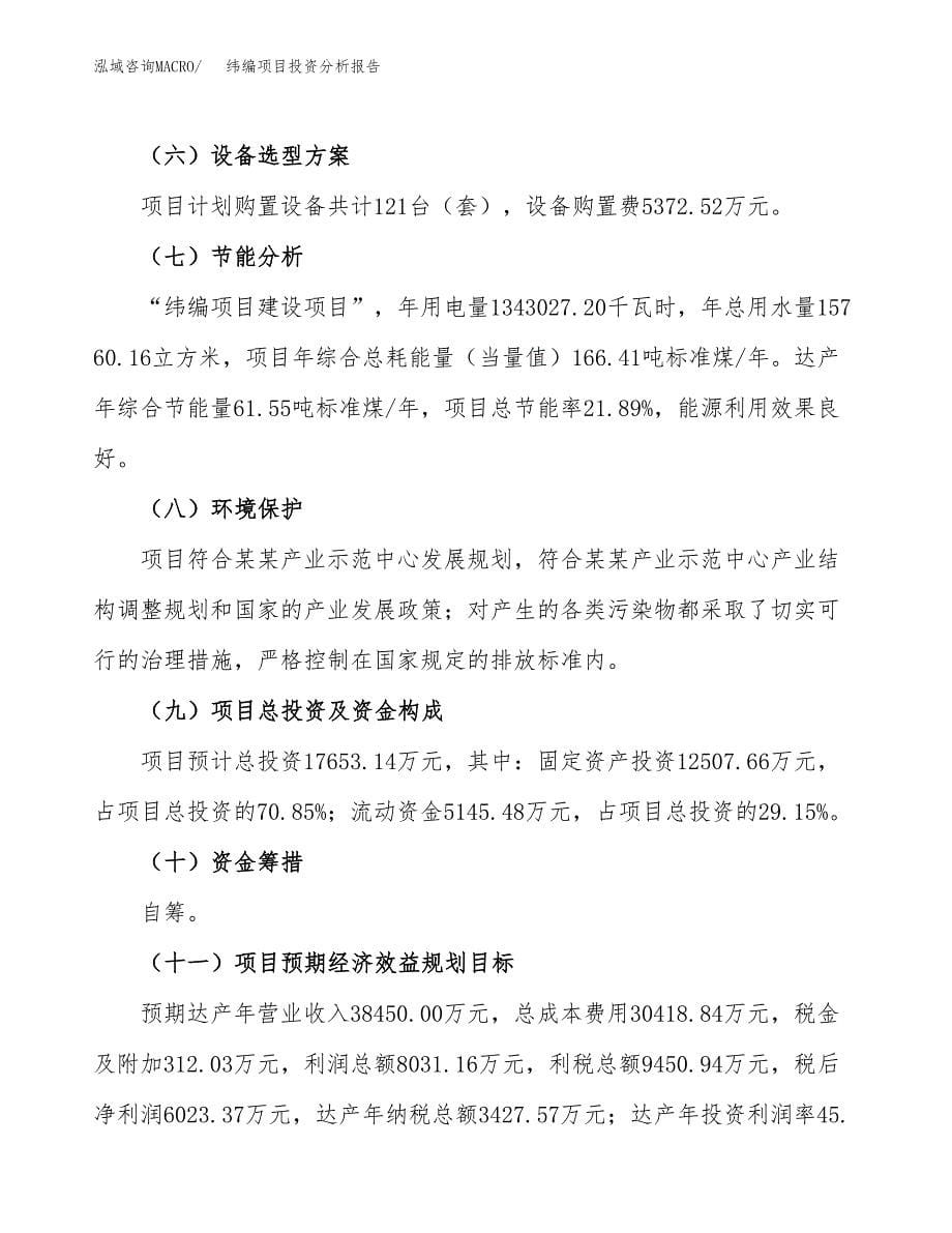 纬编项目投资分析报告（总投资18000万元）（67亩）_第5页