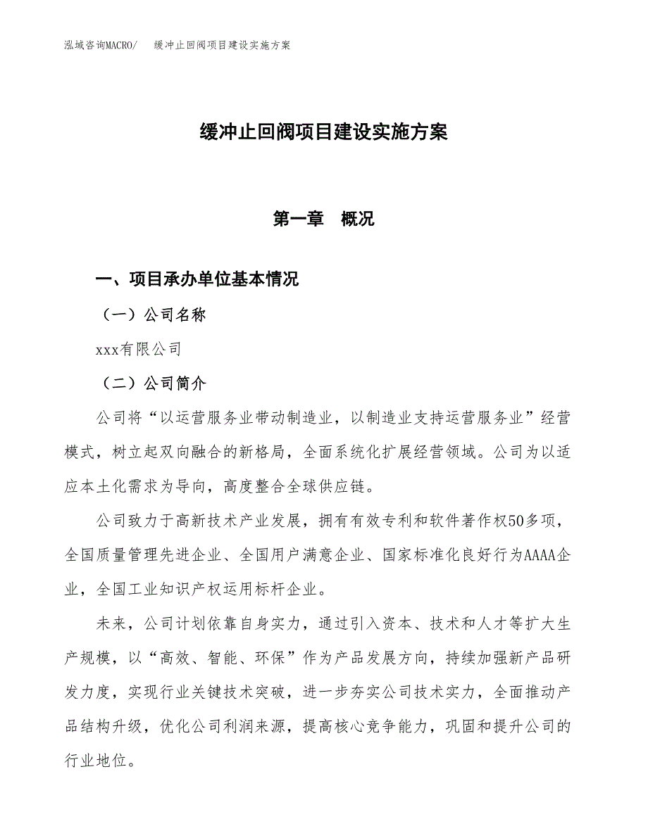 缓冲止回阀项目建设实施方案.docx_第1页