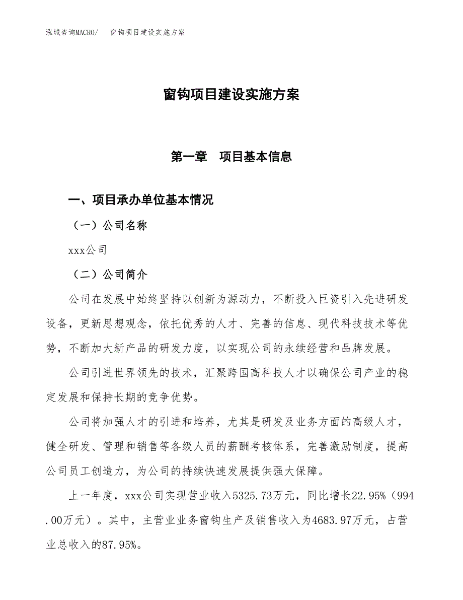 窗钩项目建设实施方案.docx_第1页