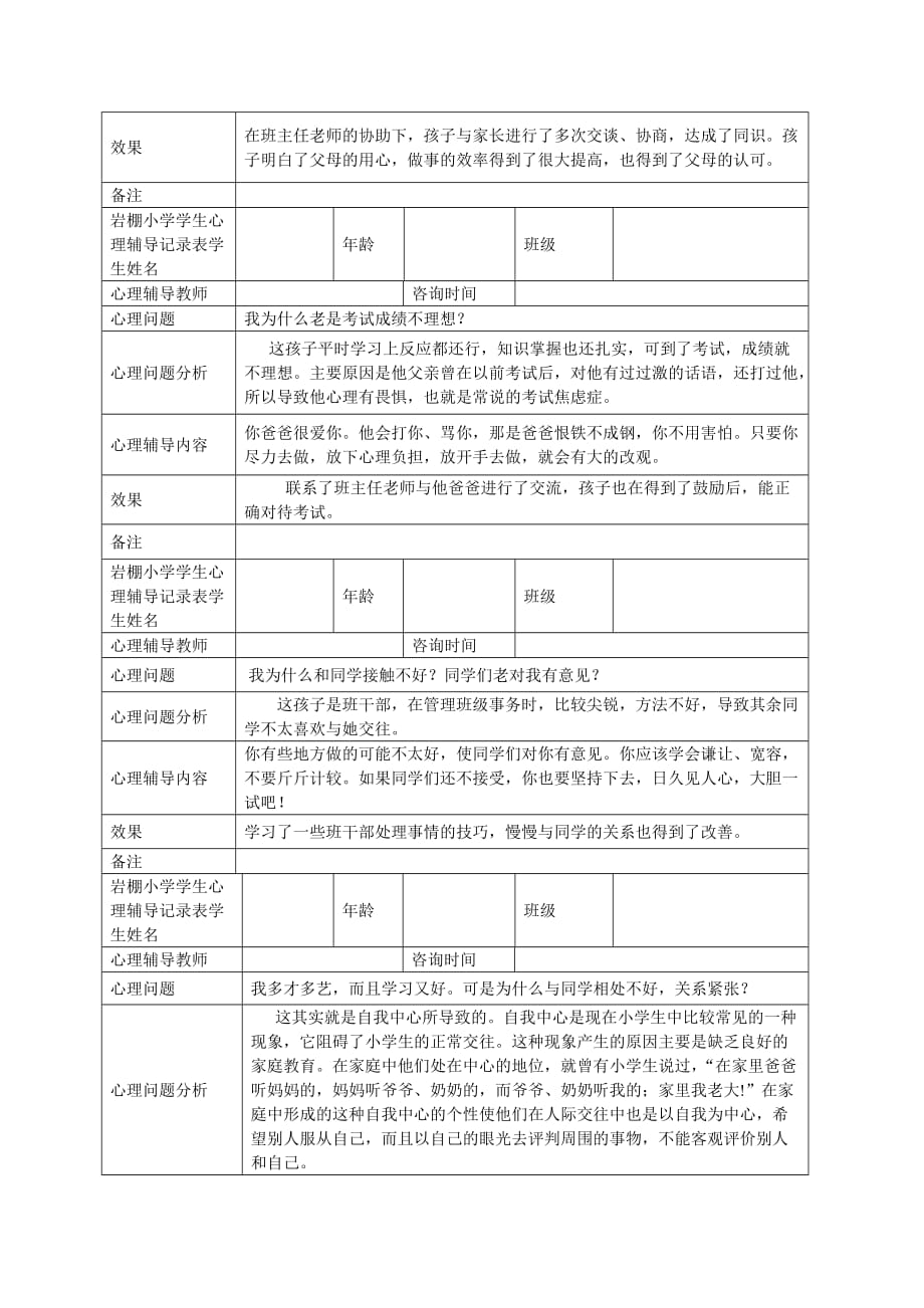 小学心理咨询记录表资料_第3页