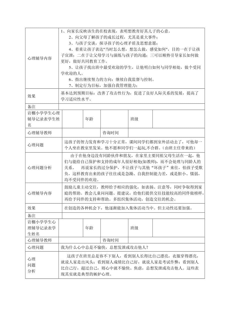 小学心理咨询记录表资料_第5页