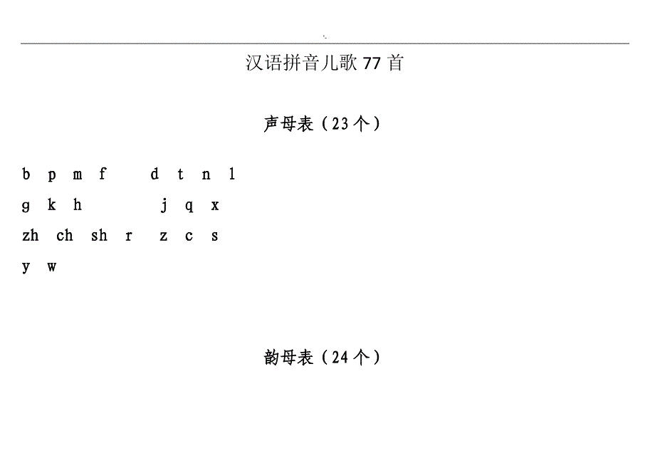 汉语拼音儿歌77首(声母编辑整理版)A4_第1页