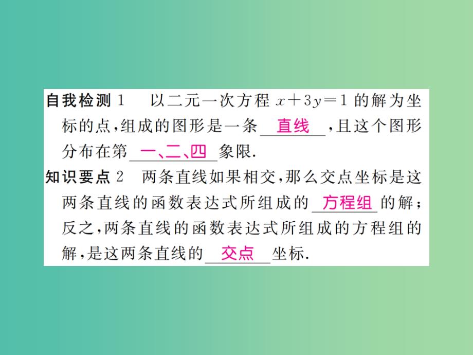 八年级数学下册 21.5 一次函数与二元一次方程的关系习题课件 （新版）冀教版_第3页