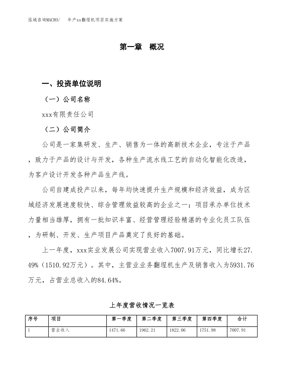 年产xx翻埕机项目实施方案模板.docx_第1页