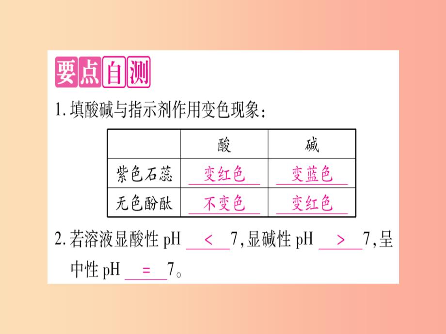 2019年秋九年级化学全册第7单元常见的酸和碱第3节溶液中的酸碱性习题课件新版鲁教版_第2页