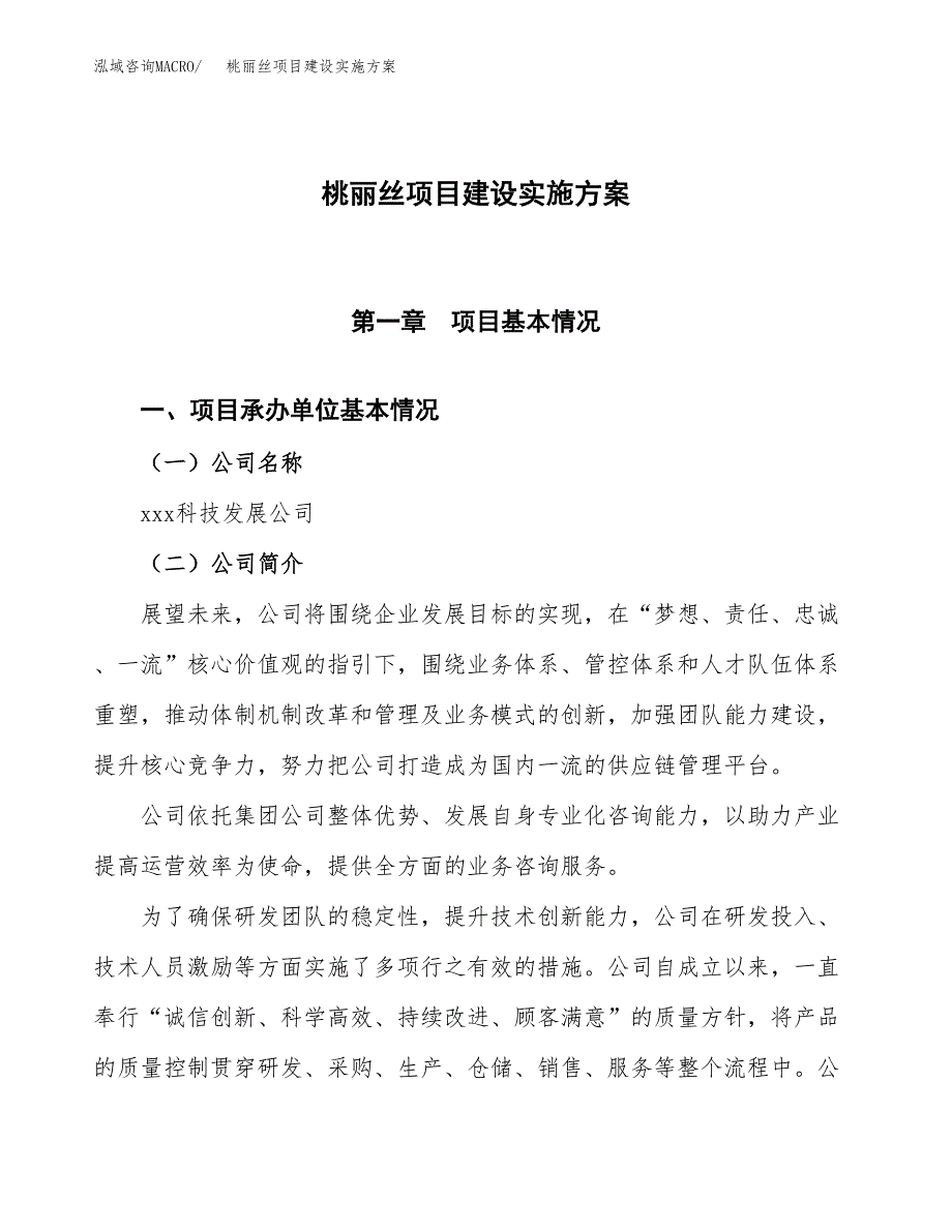 桃丽丝项目建设实施方案.docx_第1页