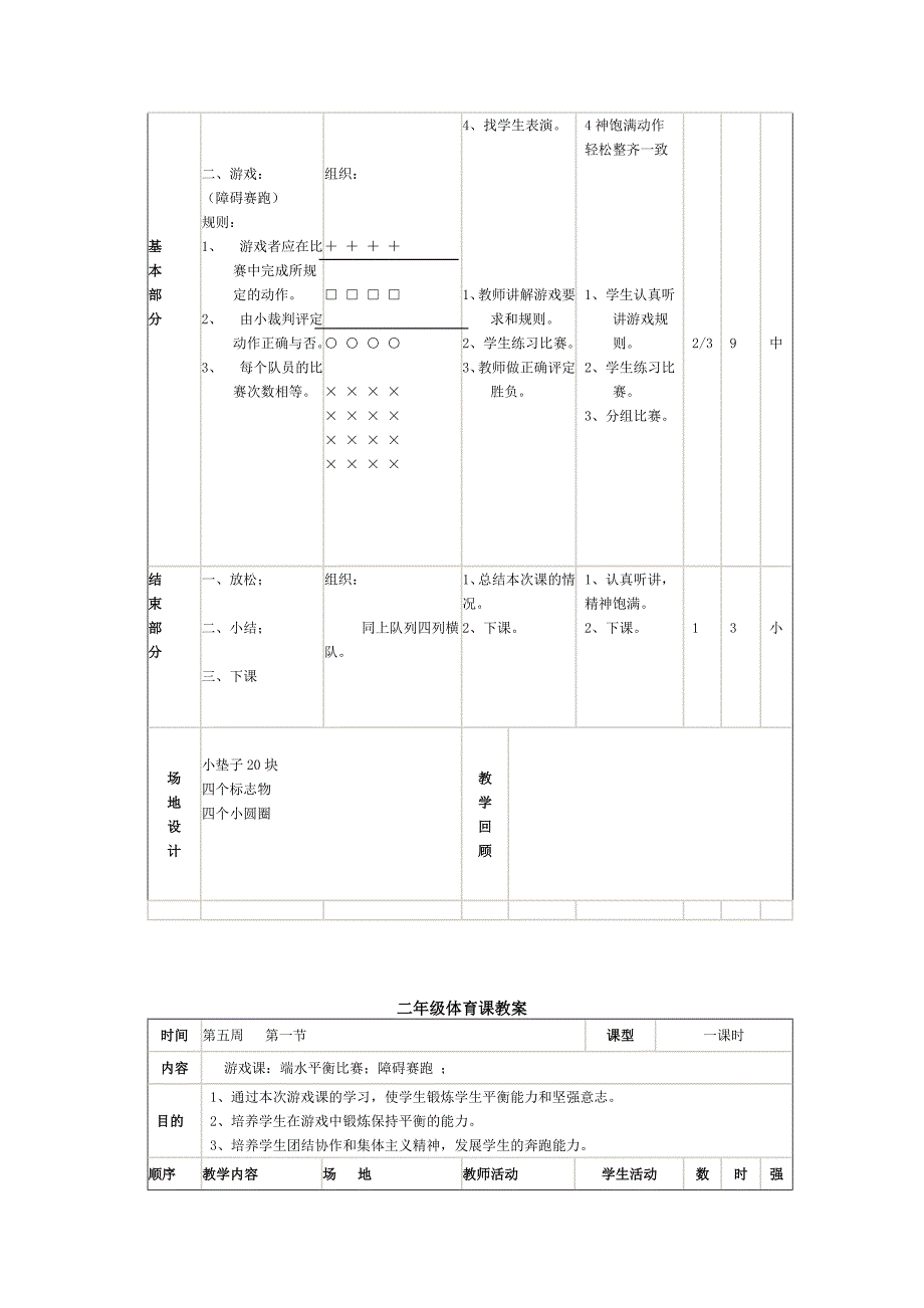 小学二年级体育课教案全集之二资料_第2页