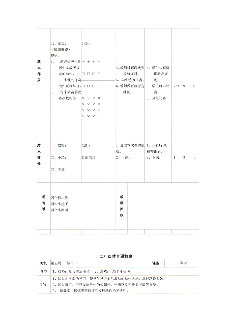 小学二年级体育课教案全集之二资料_第4页