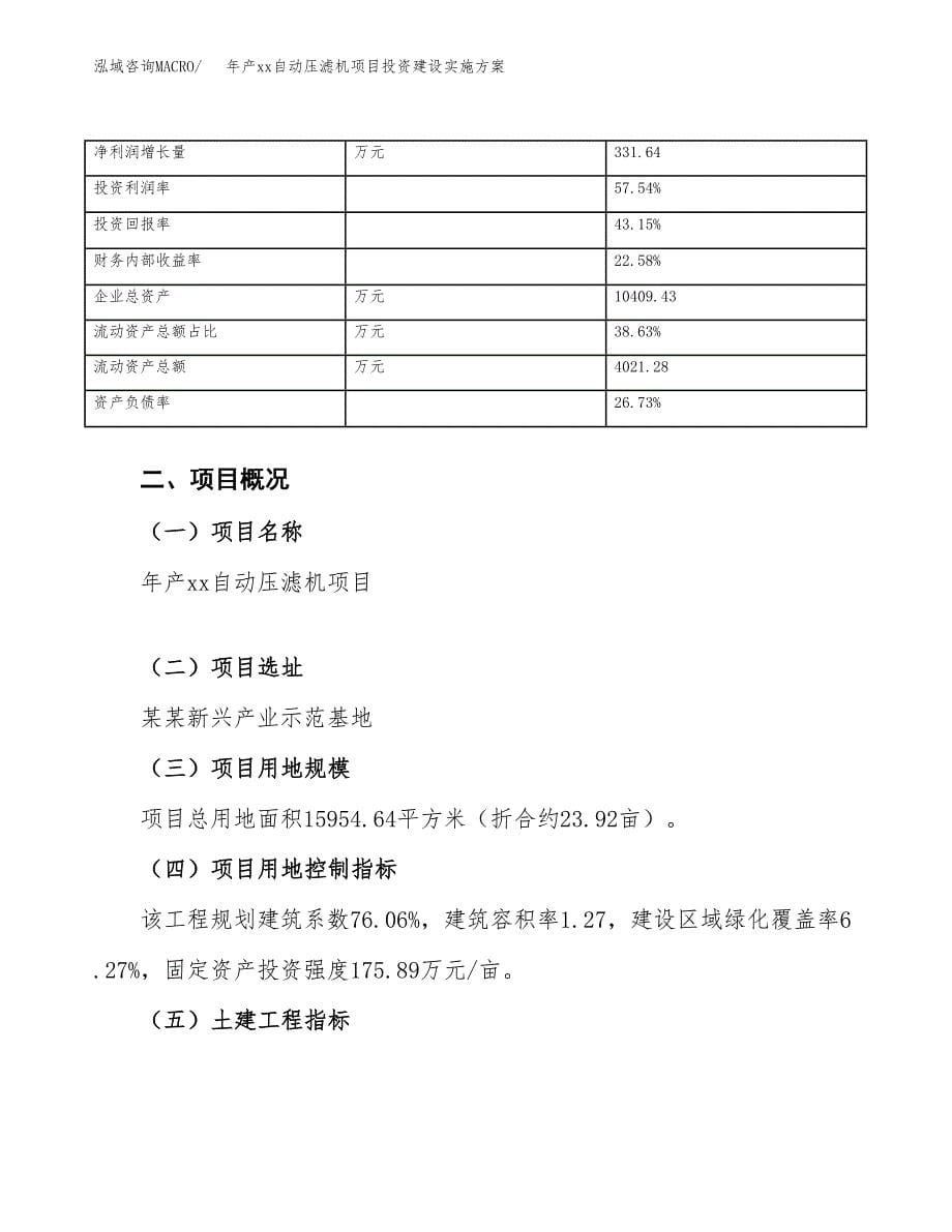 年产xx自动压滤机项目投资建设实施方案.docx_第5页