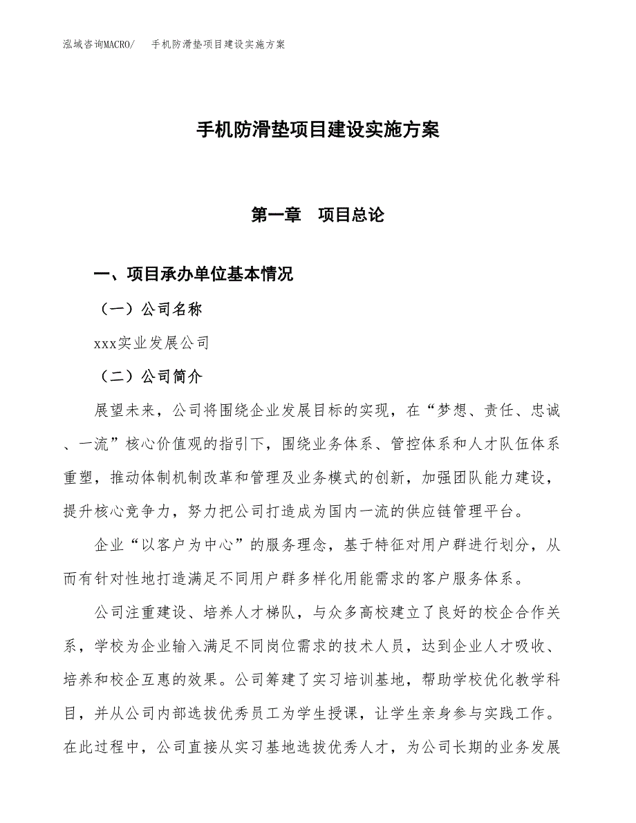 手机防滑垫项目建设实施方案.docx_第1页