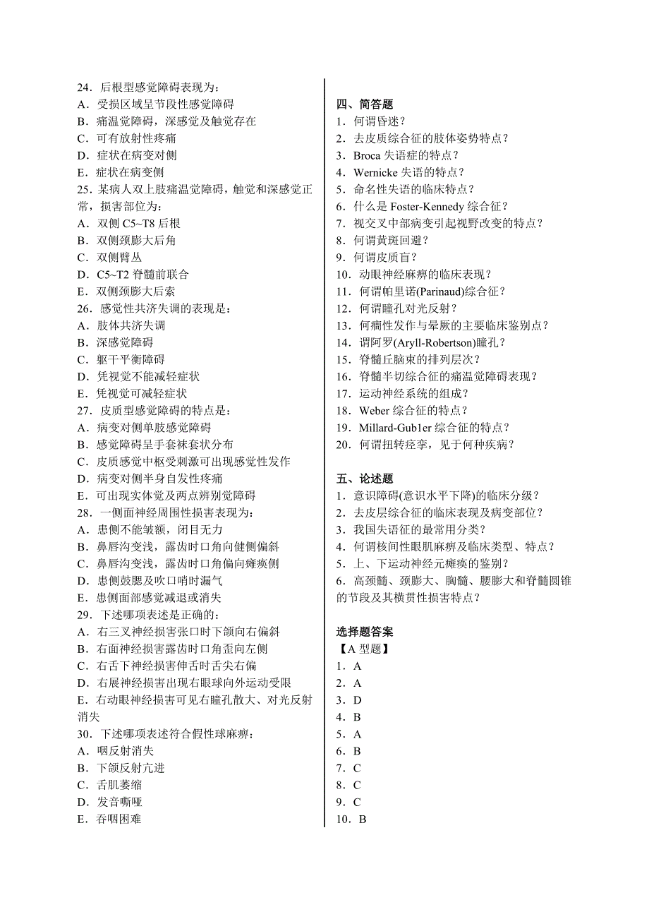 神经病学精品课程题库(温医)_第3页