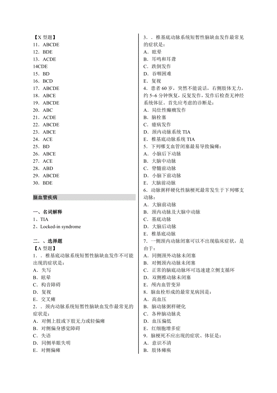 神经病学精品课程题库(温医)_第4页