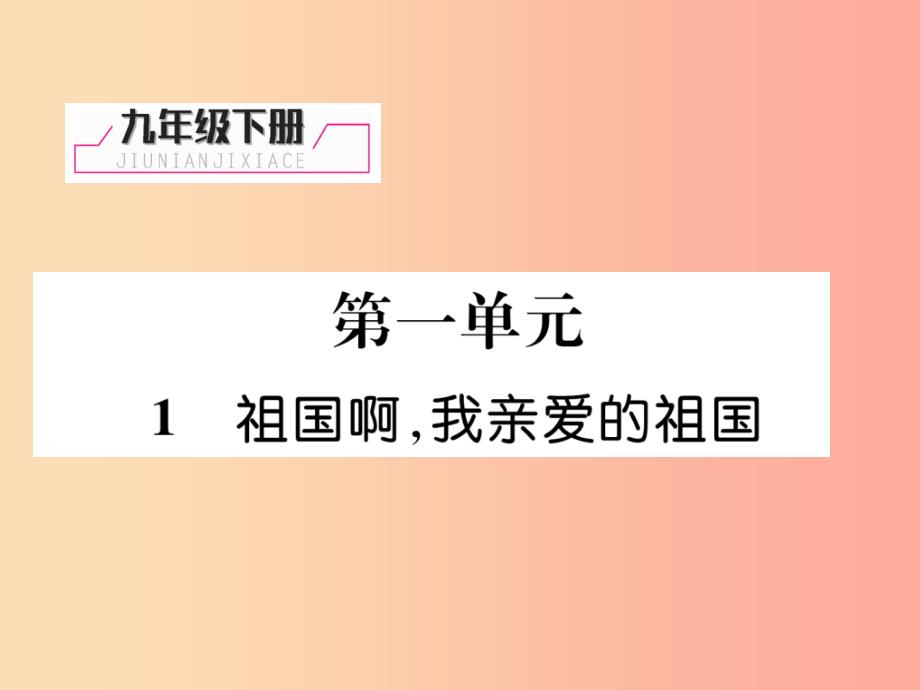 （云南专版）2019年九年级语文下册 1 祖国啊我亲爱的祖国作业课件 新人教版_第1页