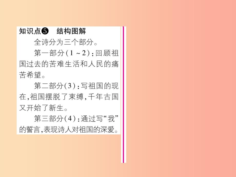 （云南专版）2019年九年级语文下册 1 祖国啊我亲爱的祖国作业课件 新人教版_第4页