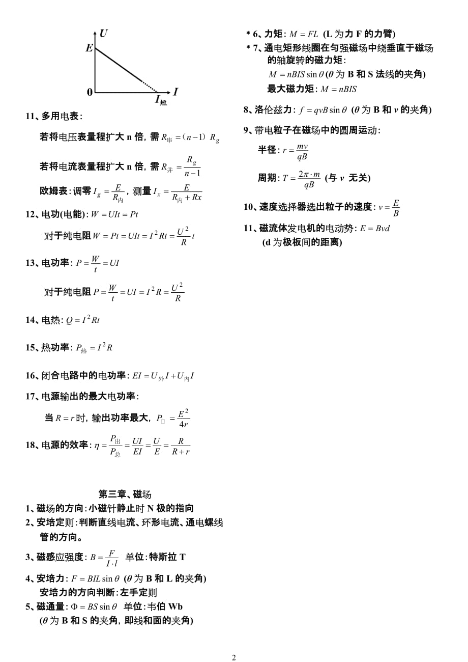 高中物理选修3-1公式大全 (2)_第2页