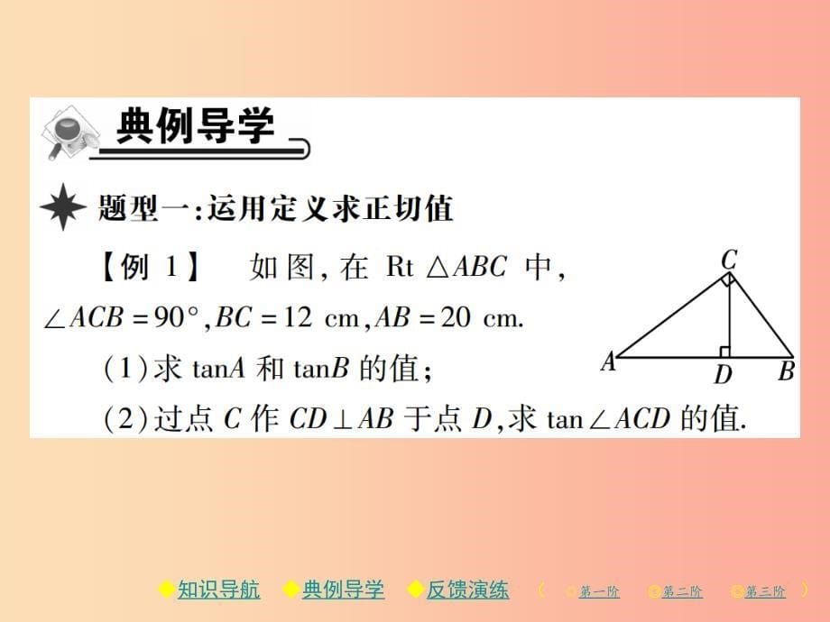 2019春九年级数学下册 第一章《直角三角形的边角关系》1 锐角三角函数 第1课时 正切习题课件 北师大版_第5页