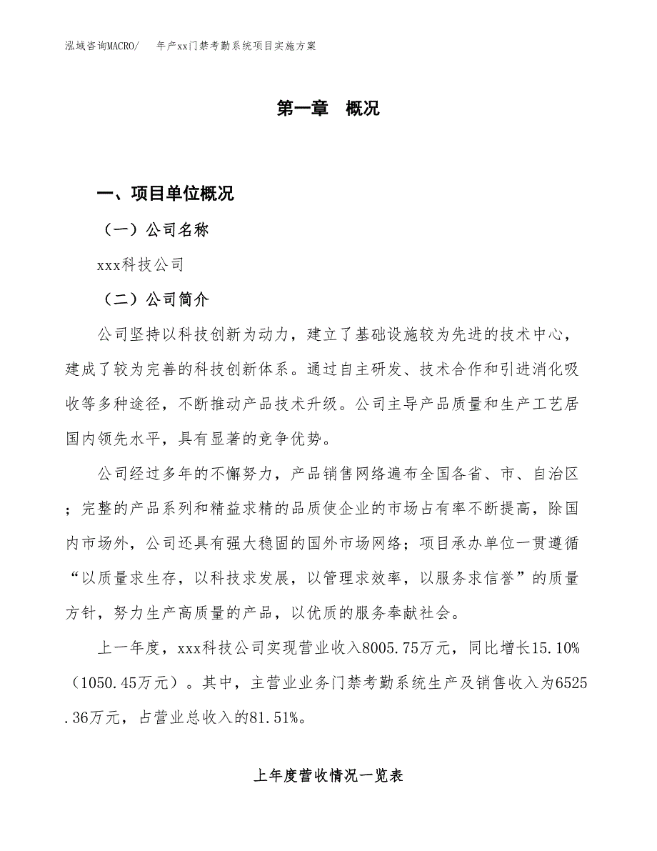 年产xx门禁考勤系统项目实施方案模板.docx_第1页