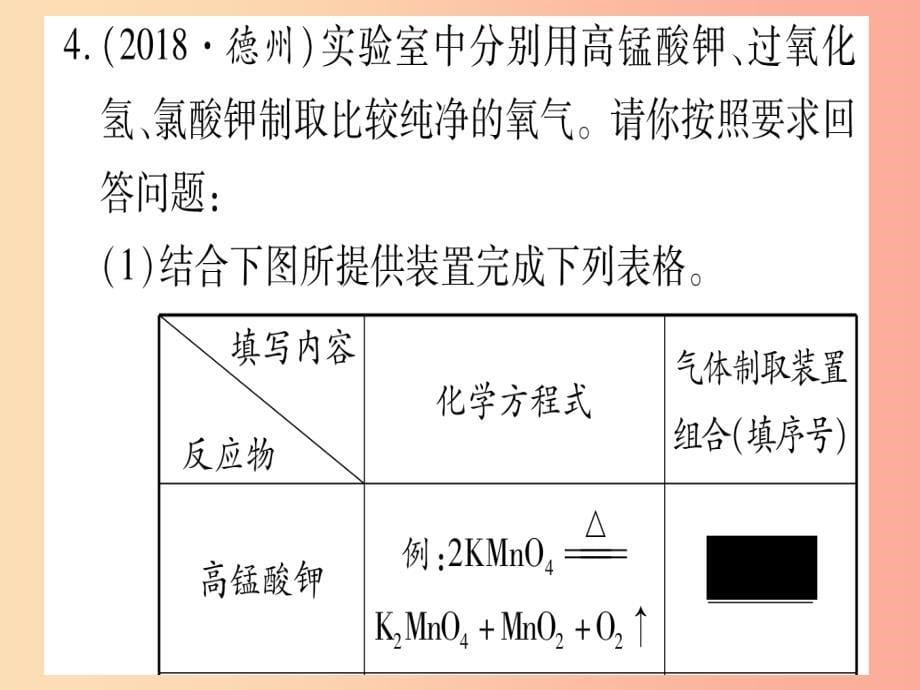 重庆市2019年中考化学复习第一部分基础知识第三单元化学实验第16讲常见气体的制取精练课件_第5页