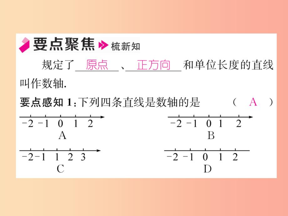 2019年秋七年级数学上册第1章有理数1.2数轴相反数与绝对值1.2.1数轴习题课件新版湘教版_第2页