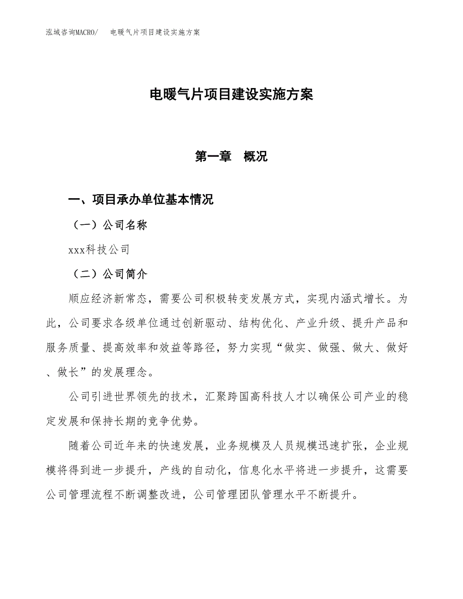 电暖气片项目建设实施方案.docx_第1页