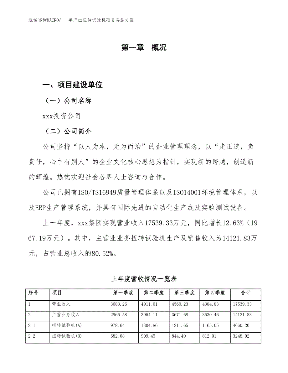 年产xx扭转试验机项目实施方案模板.docx_第1页