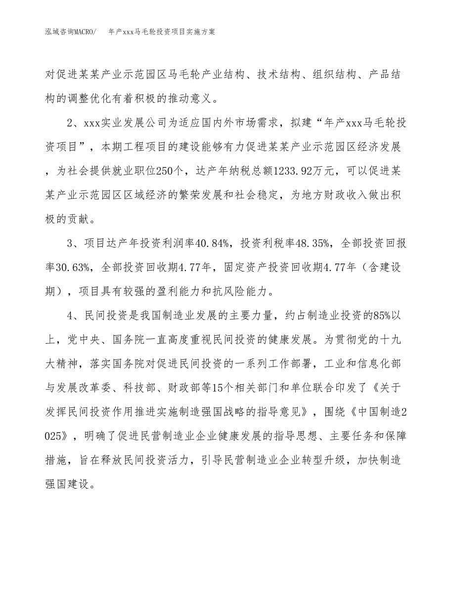 年产xxx马毛轮投资项目实施方案.docx_第5页