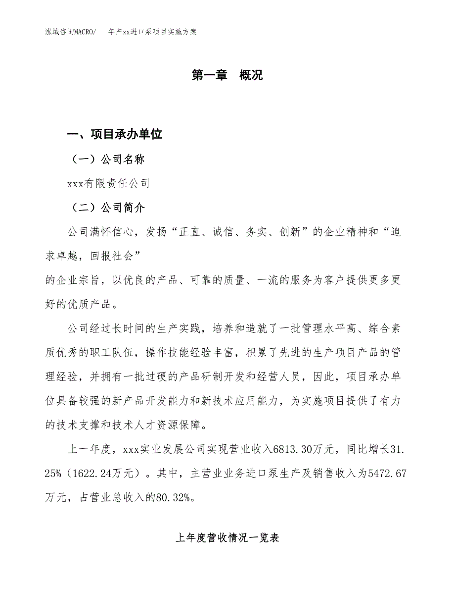 年产xx进口泵项目实施方案模板.docx_第1页