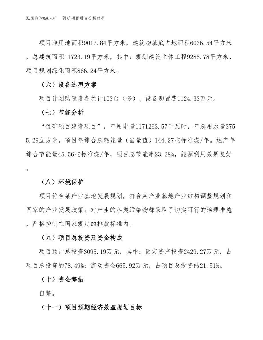 锰矿项目投资分析报告（总投资3000万元）（14亩）_第5页