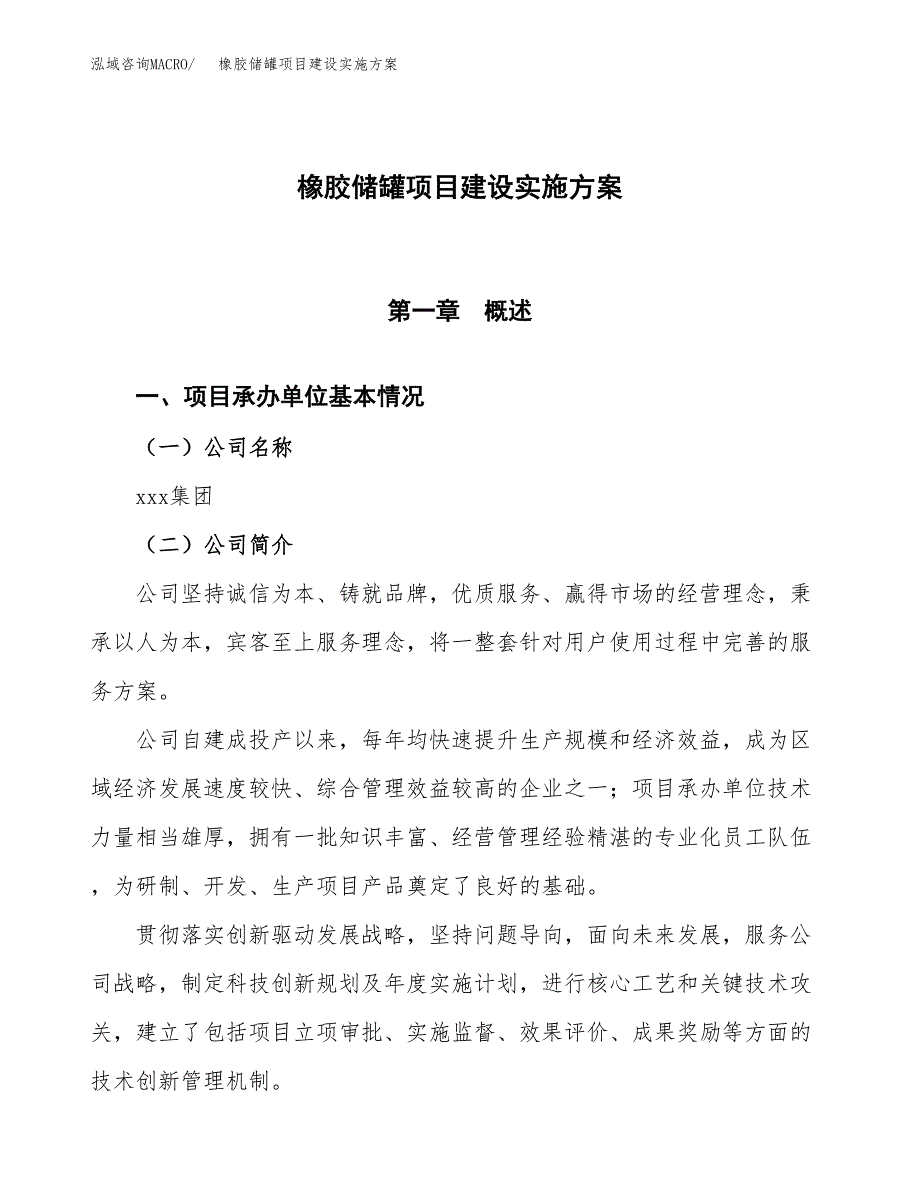 橡胶储罐项目建设实施方案.docx_第1页