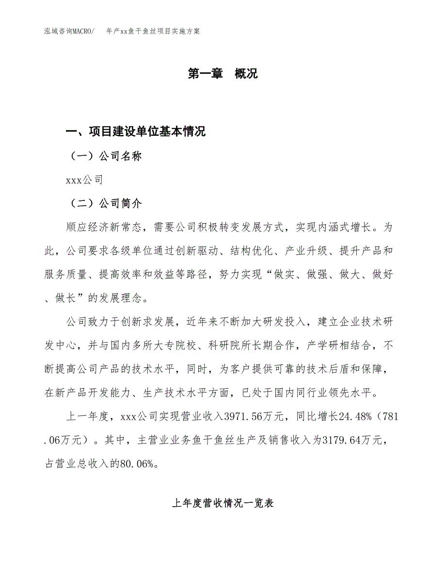 年产xx鱼干鱼丝项目实施方案模板.docx_第1页