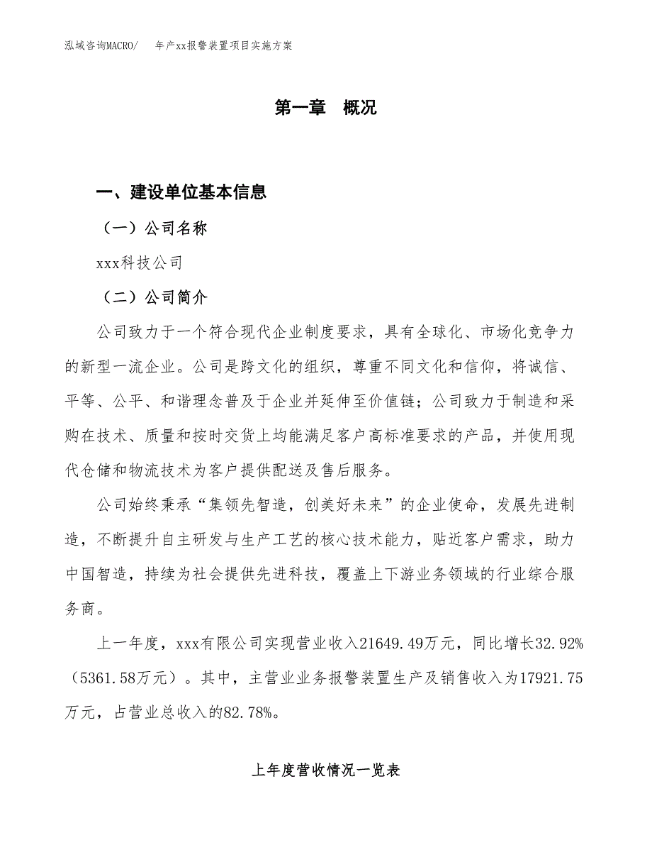 年产xx报警装置项目实施方案模板.docx_第1页