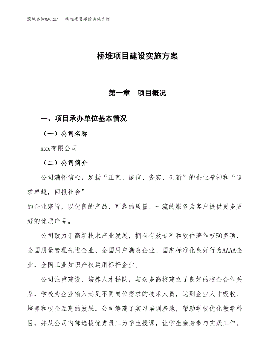 桥堆项目建设实施方案.docx_第1页