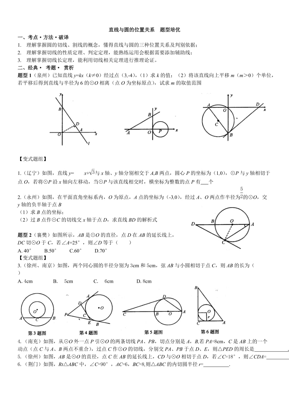 直线与圆的位置关系 培优题型_第1页