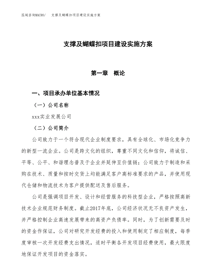 支撑及蝴蝶扣项目建设实施方案.docx_第1页