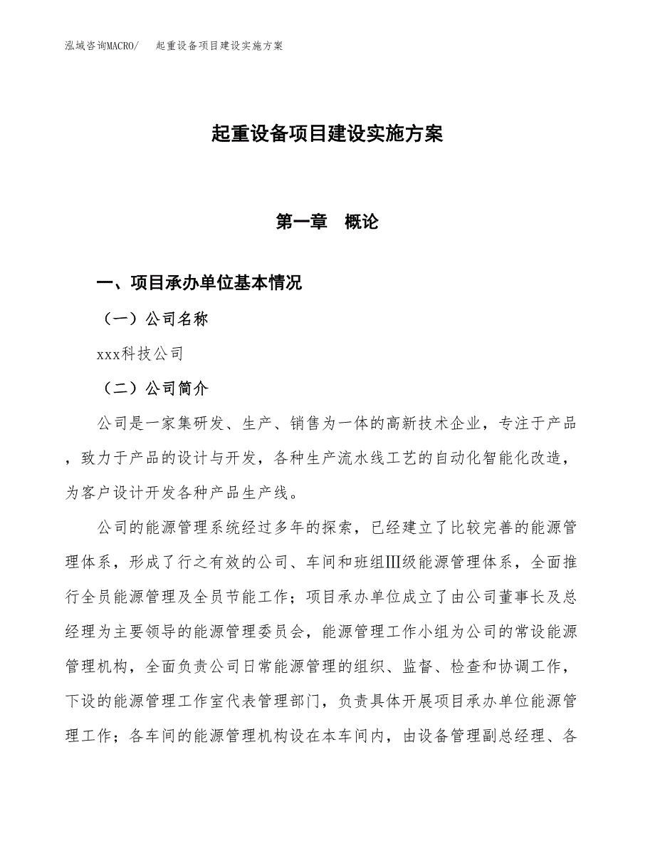 起重设备项目建设实施方案.docx_第1页